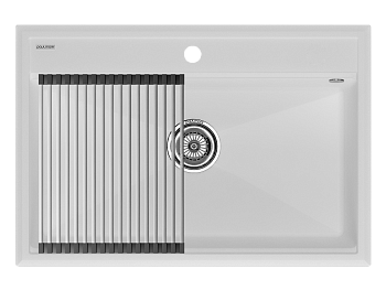 Кухонная мойка + коландер Paulmark PM117551-WH+R375-BS 75х50 цвет белый